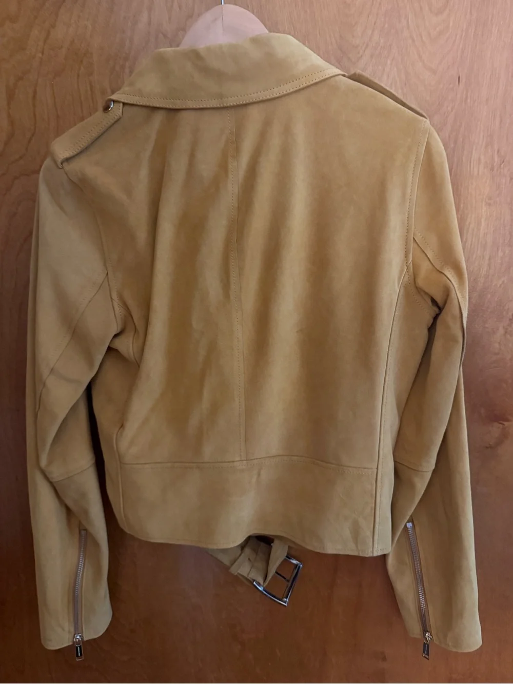 Michael Kors Mustard Suede Moto Jacket with Belt
